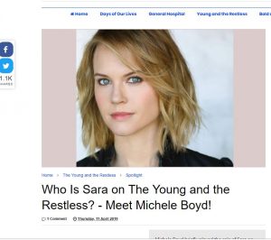Meet Michele Boyd - Sara on The Young and The Restless from Soap Opera News